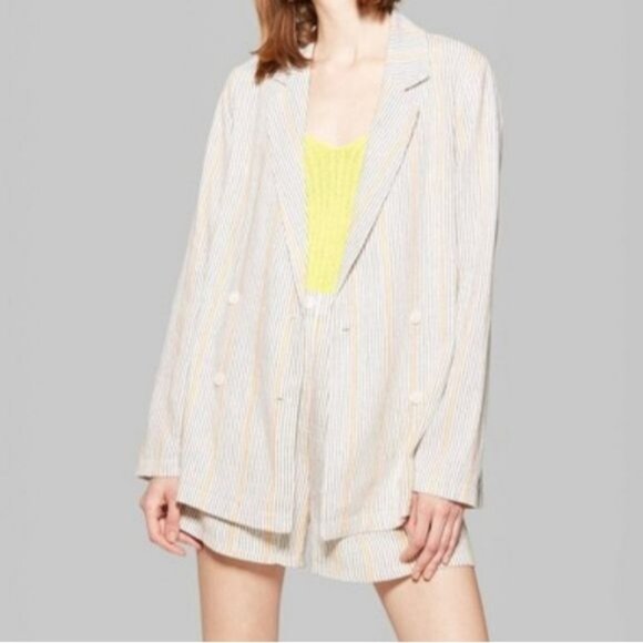 Wild Fable Linen Blend Striped Blazer Size Small - Picture 1 of 4